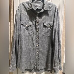 Ryan Michael Western Silk blend Gray Pearl Button-Up Shirt